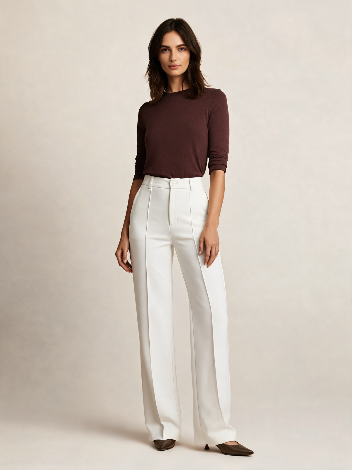White wide leg trousers front view