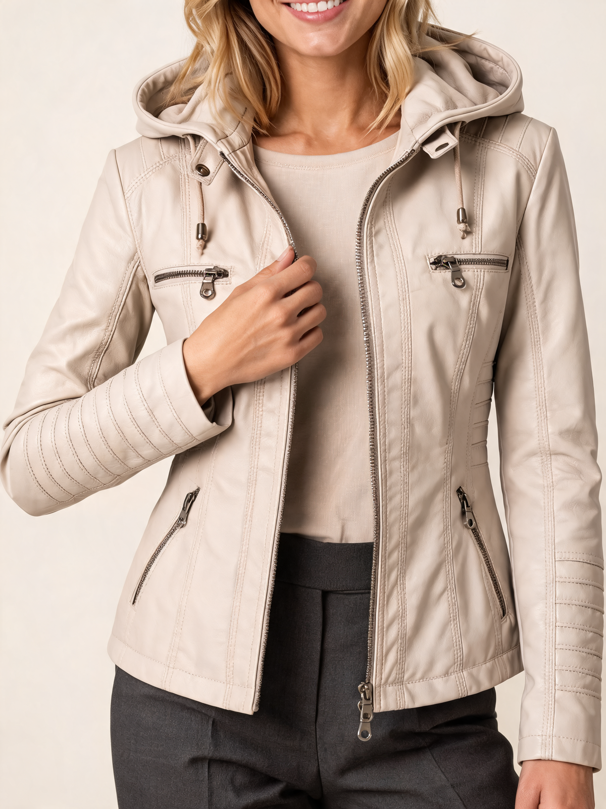 Cream women's jacket – close-up
