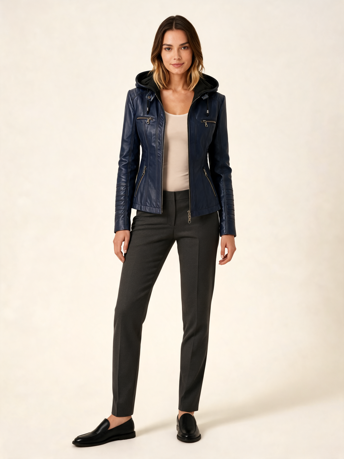 Navy women's jacket – front view
