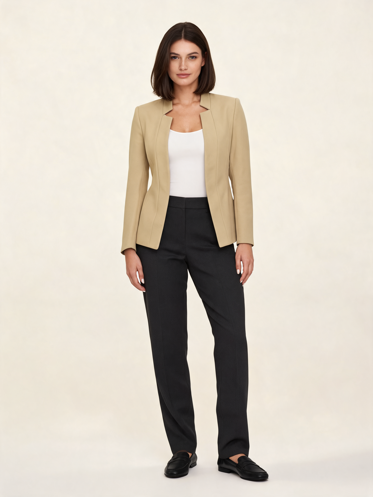 Beige women's blazer – front view