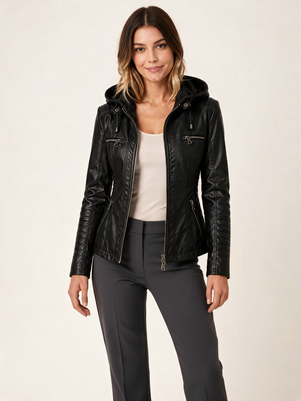 Black women's jacket – front view