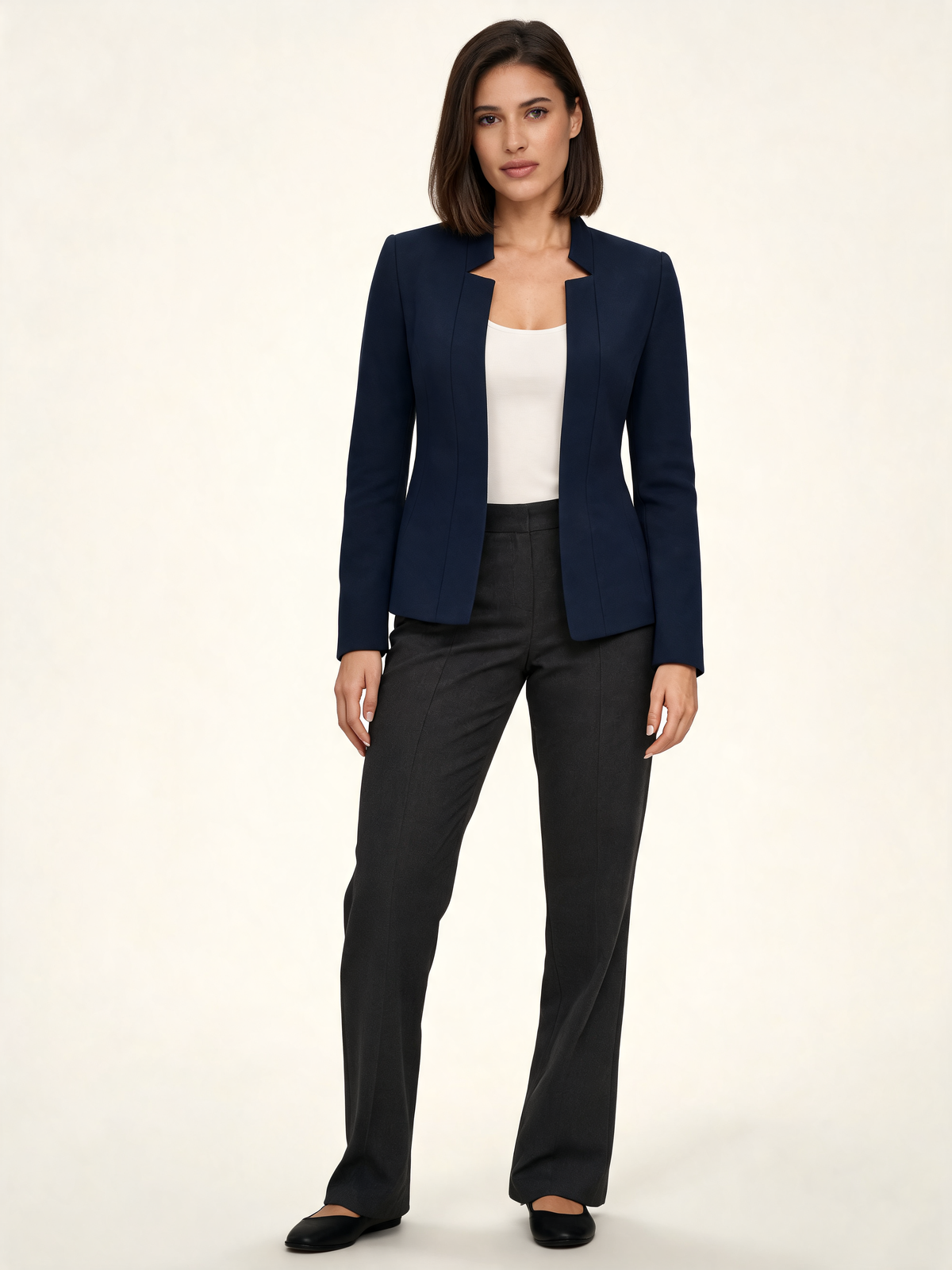 Navy women's blazer – front view