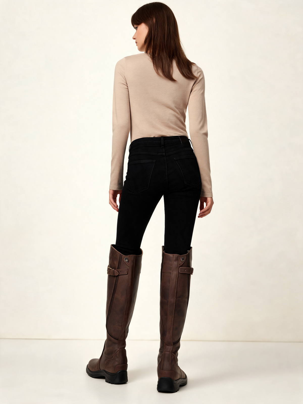 Dark Brown knee high boots – back view