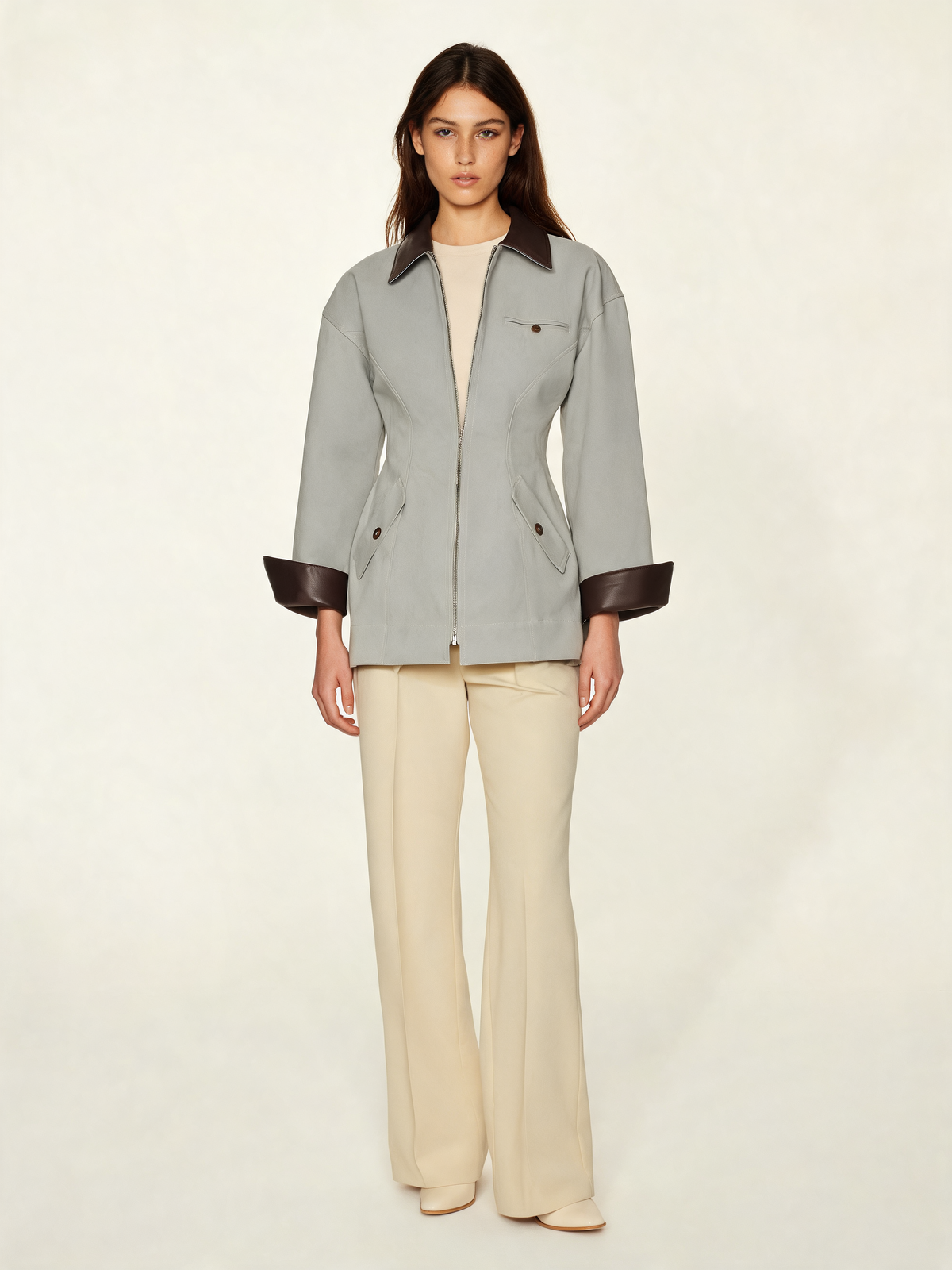 Sage grey womens jacket front view