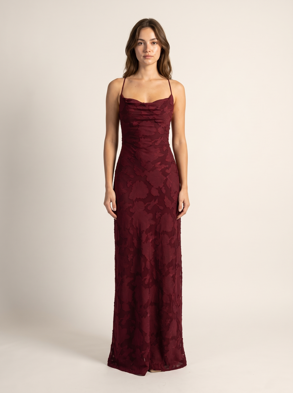 burgundy dress front view