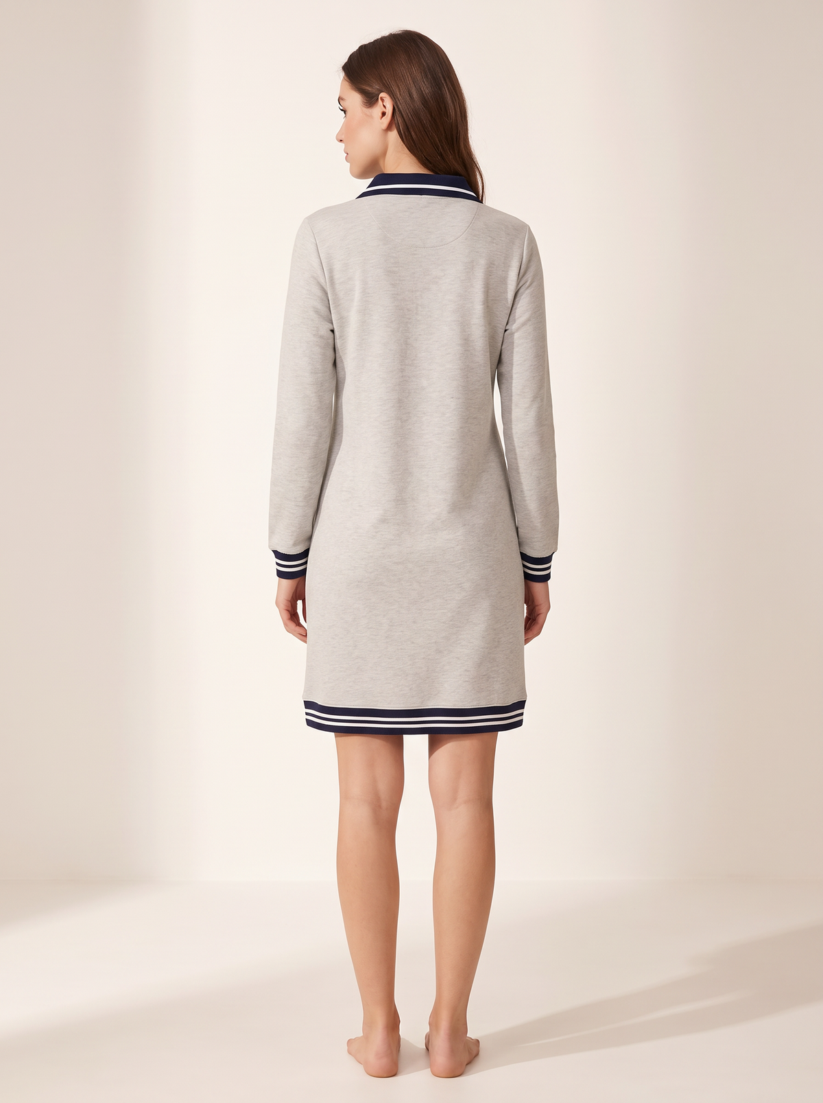 Grey long sleeve dress back view
