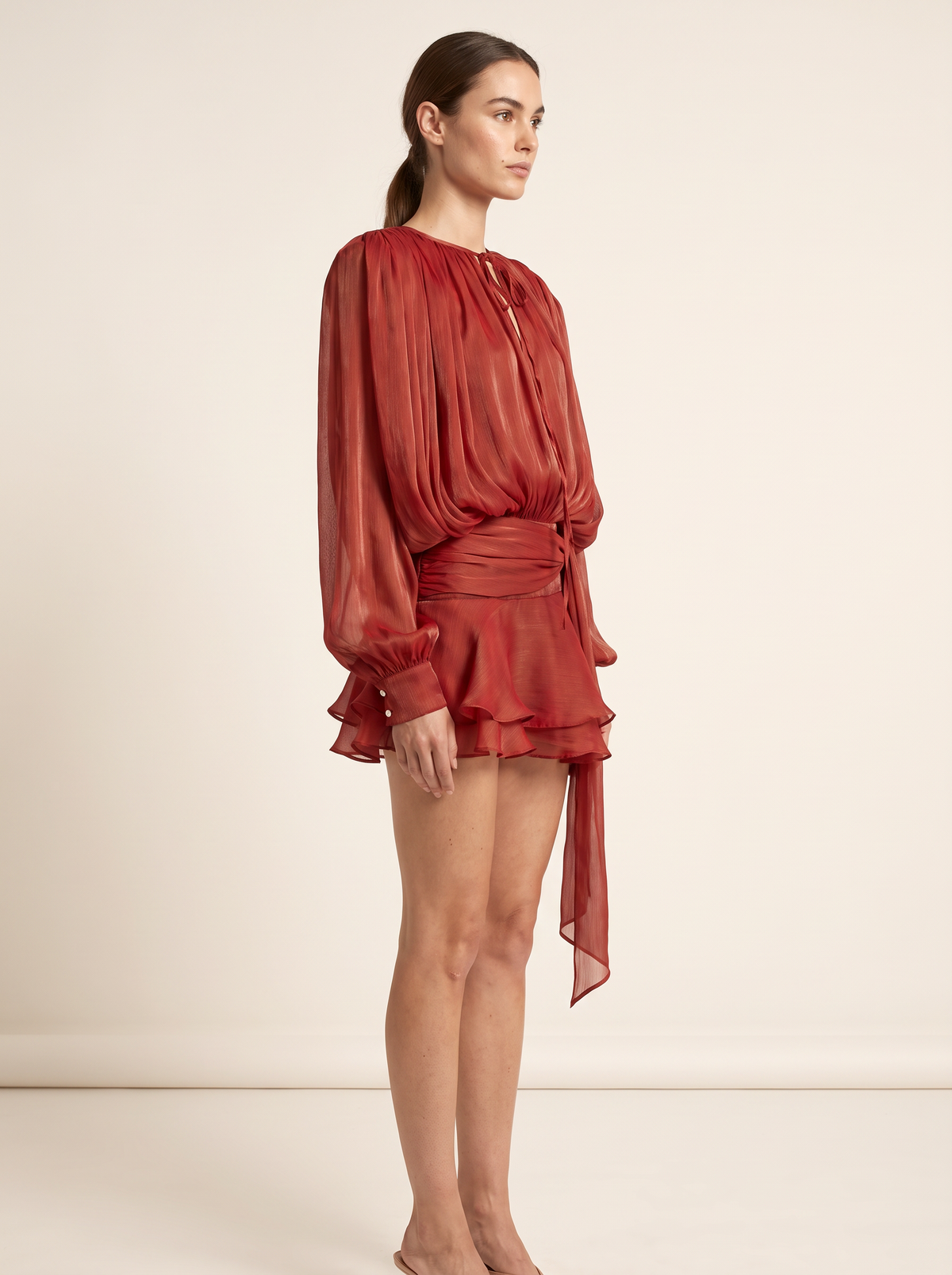 Red christmas party dress - side view