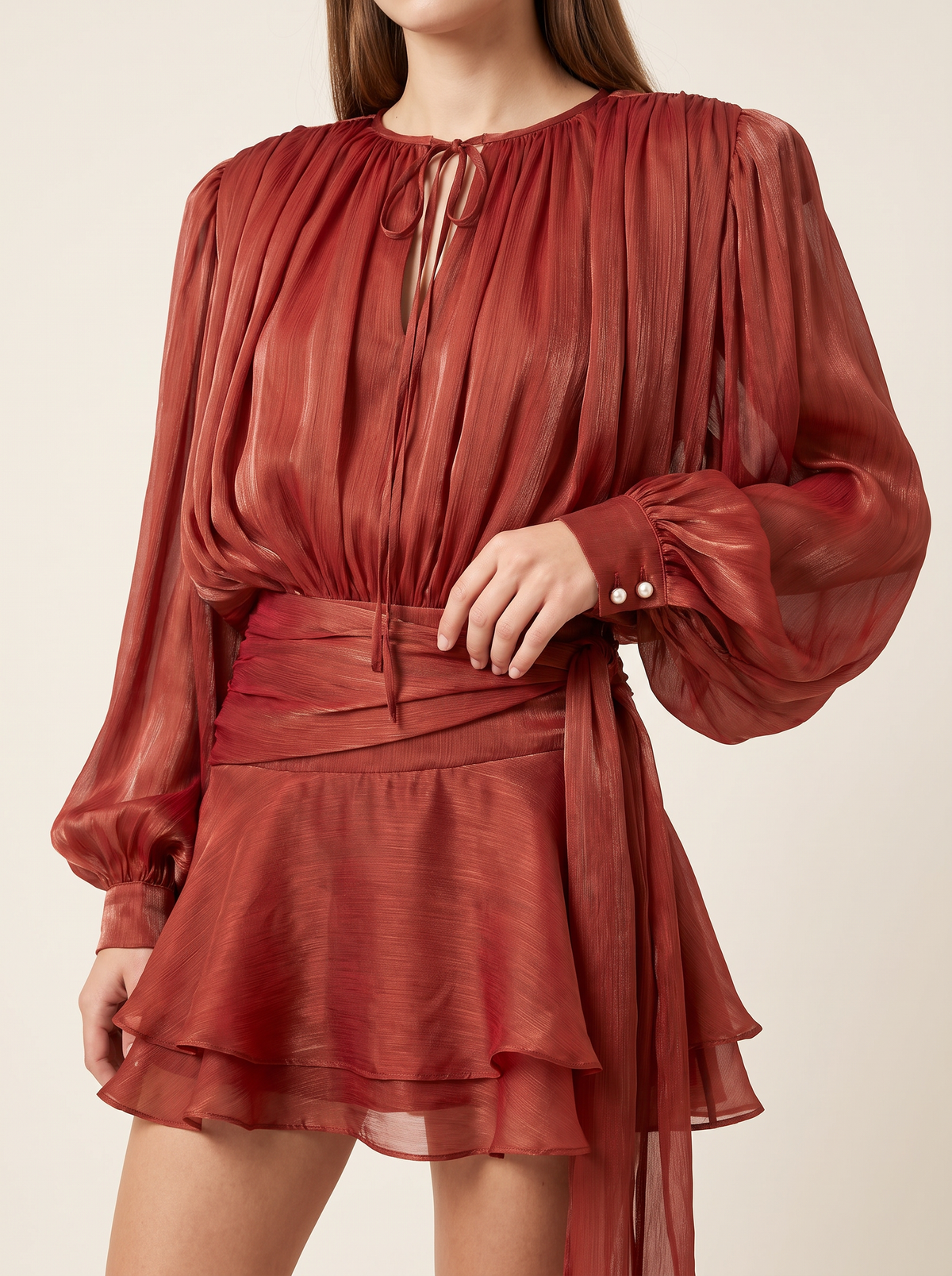 Red christmas party dress - close-up