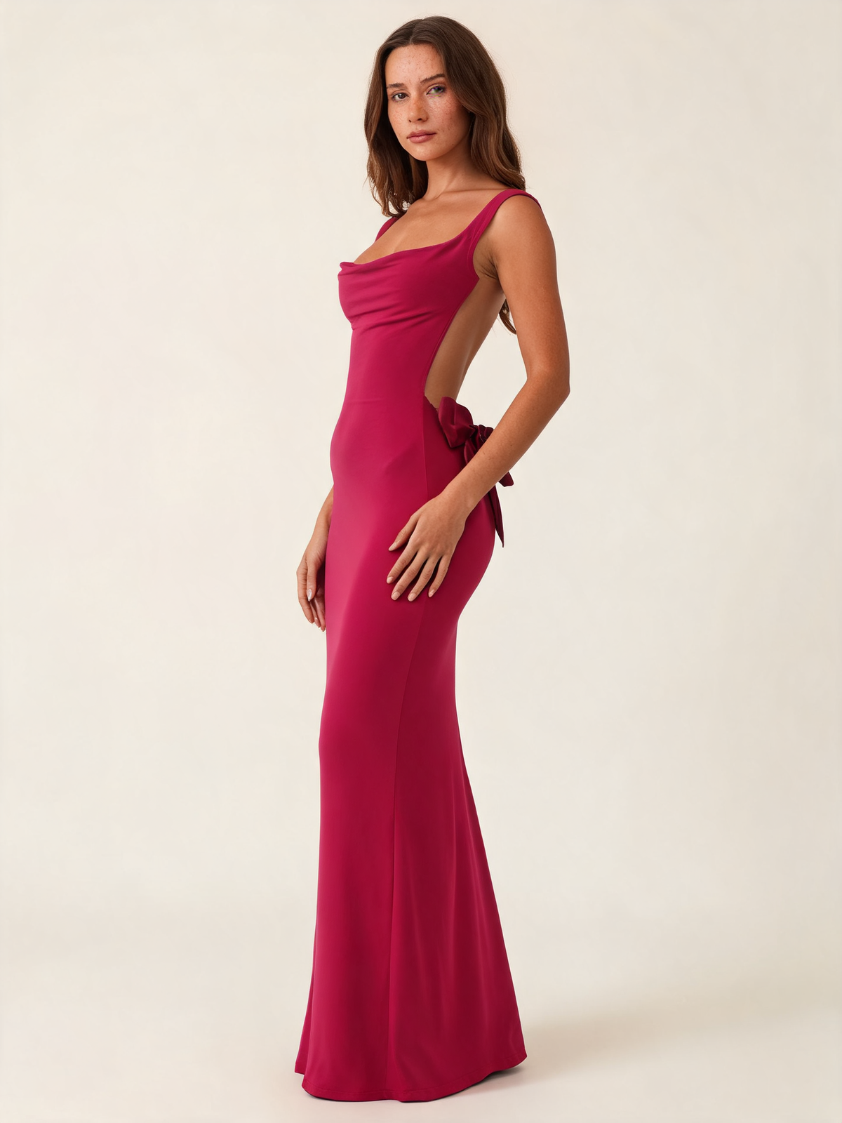 Scarlett Deep Red Cowl Maxi Dress