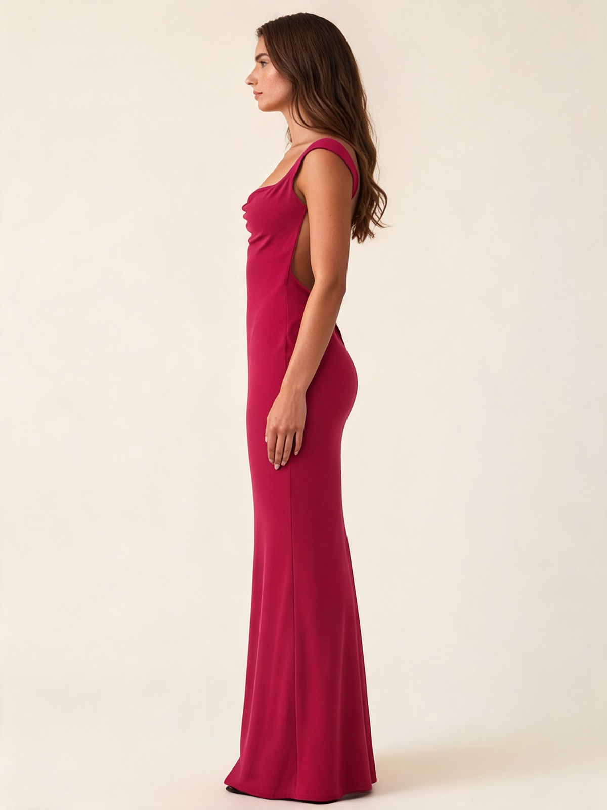 Scarlett Deep Red Cowl Maxi Dress
