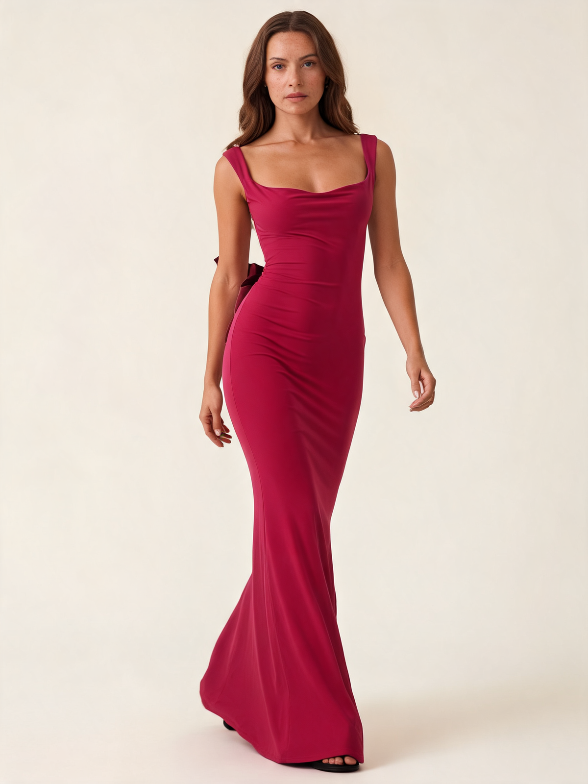 Scarlett Deep Red Cowl Maxi Dress