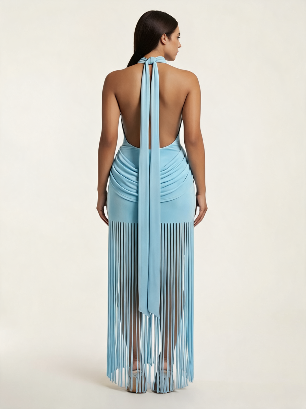 Azalea Fringe Halter Maxi Dress