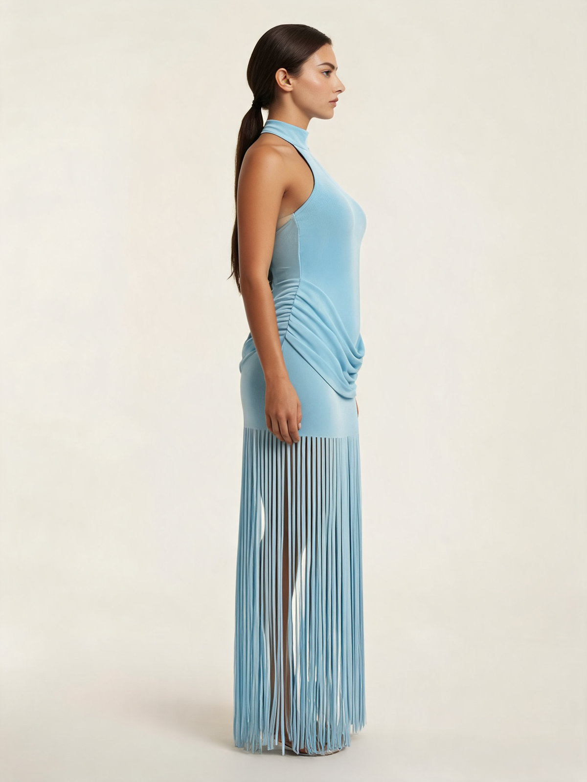 Azalea Fringe Halter Maxi Dress