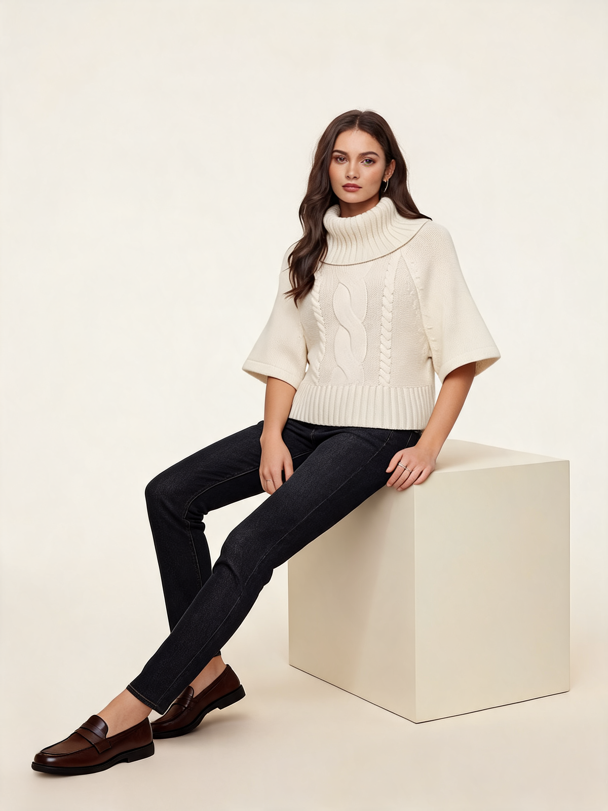 Hazel Cable Knit Turtleneck Jumper