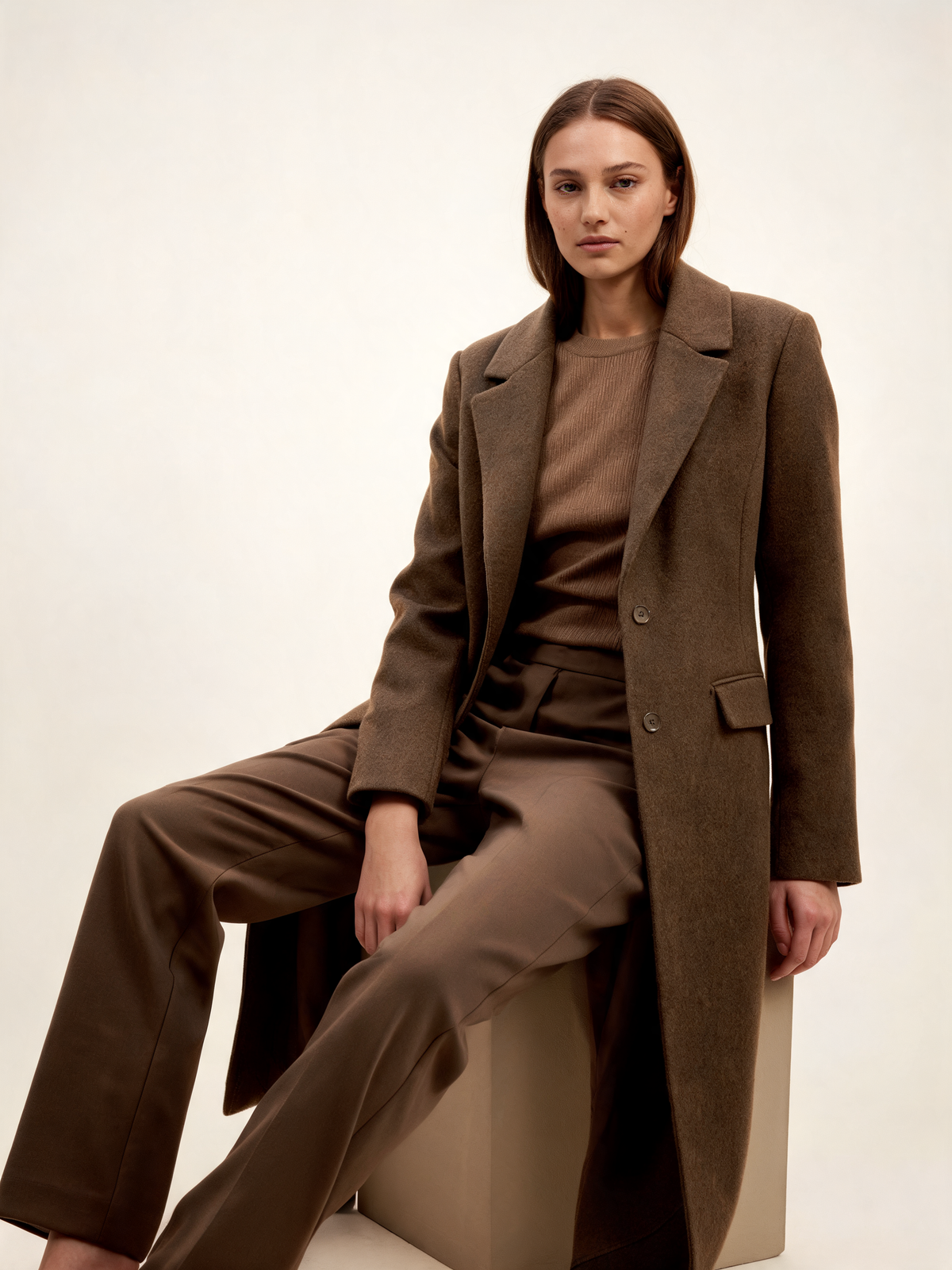 Margot Brown Longline Tailored Coat