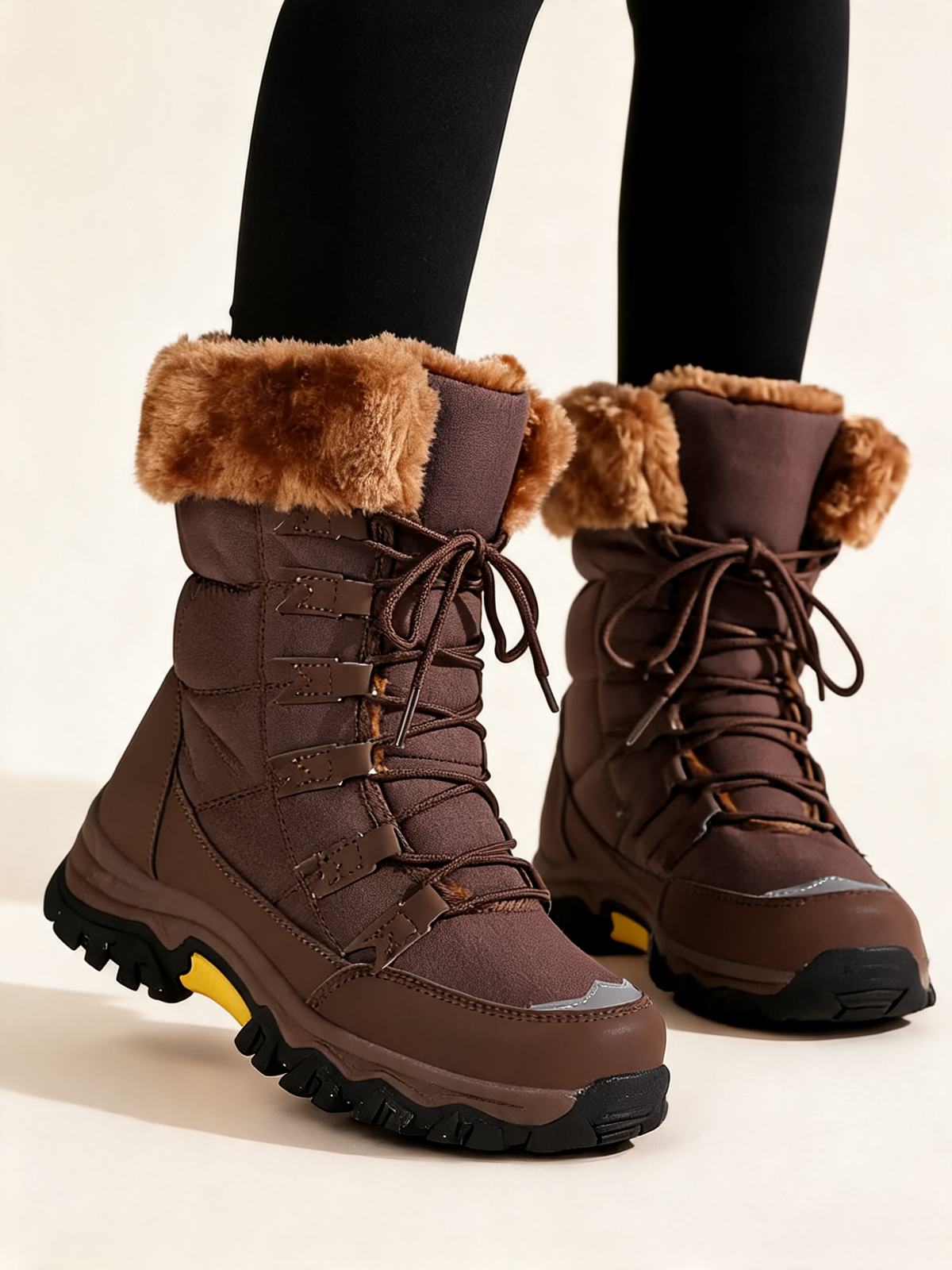 Freya Faux Fur Lace-Up Snow Boots