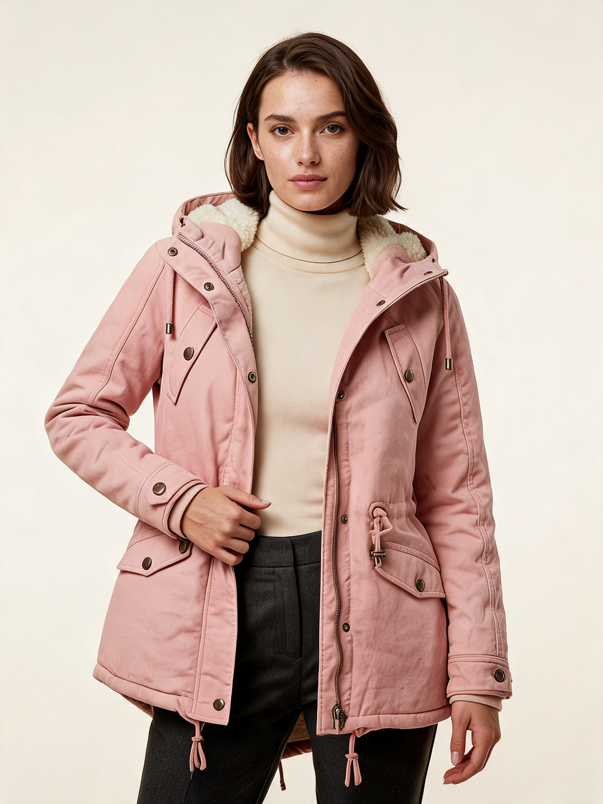 Elsie Pink Fleece-Lined Hooded Parka