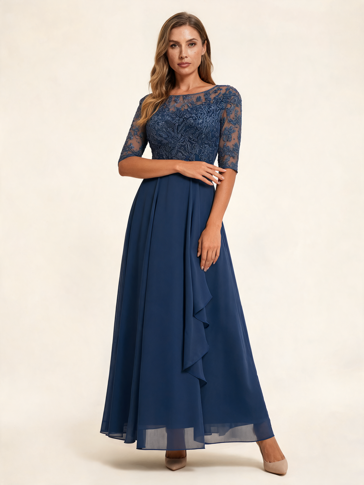 Rosalie Lace Bodice Chiffon Midi Dress