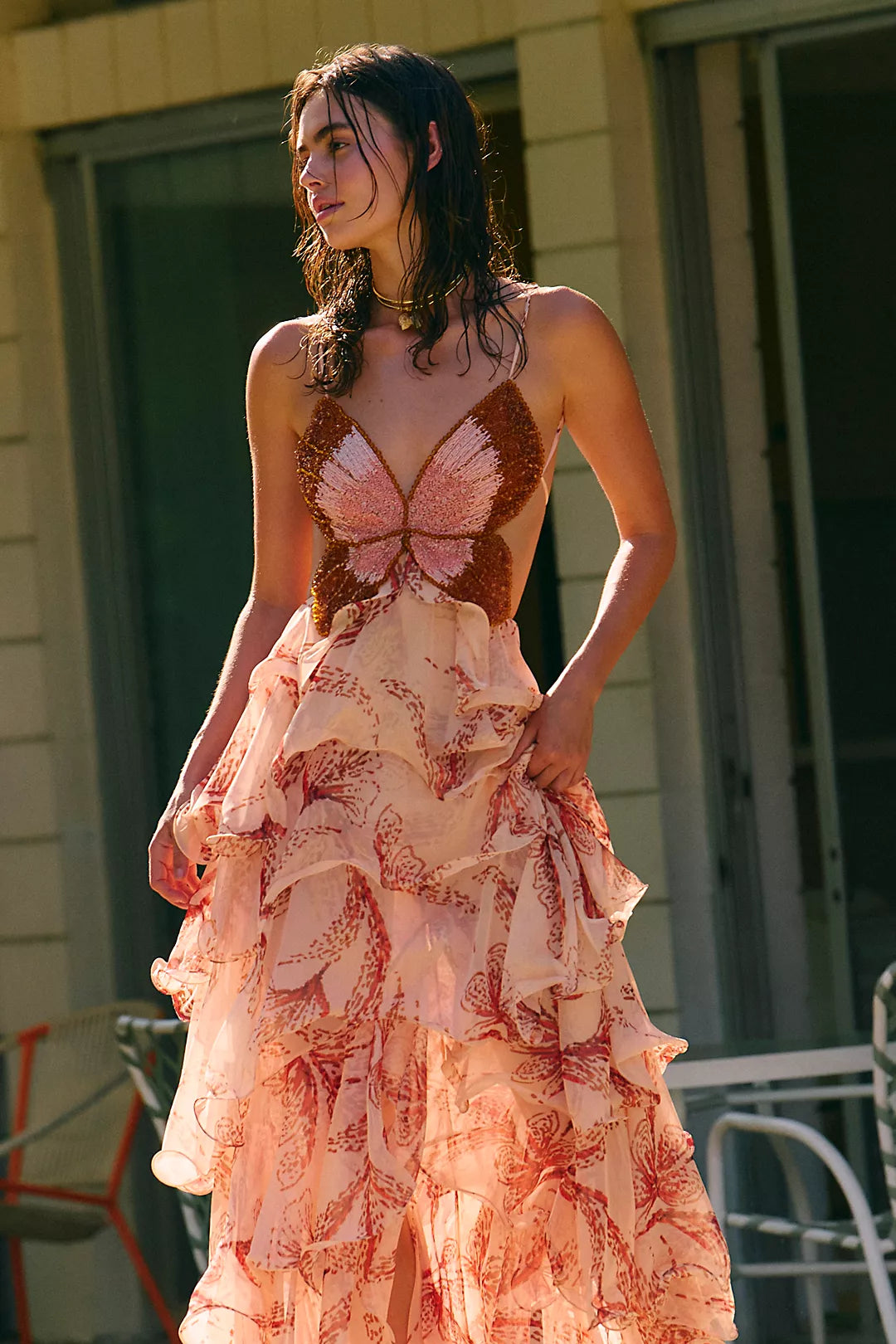 Lila Butterfly Maxi Dress