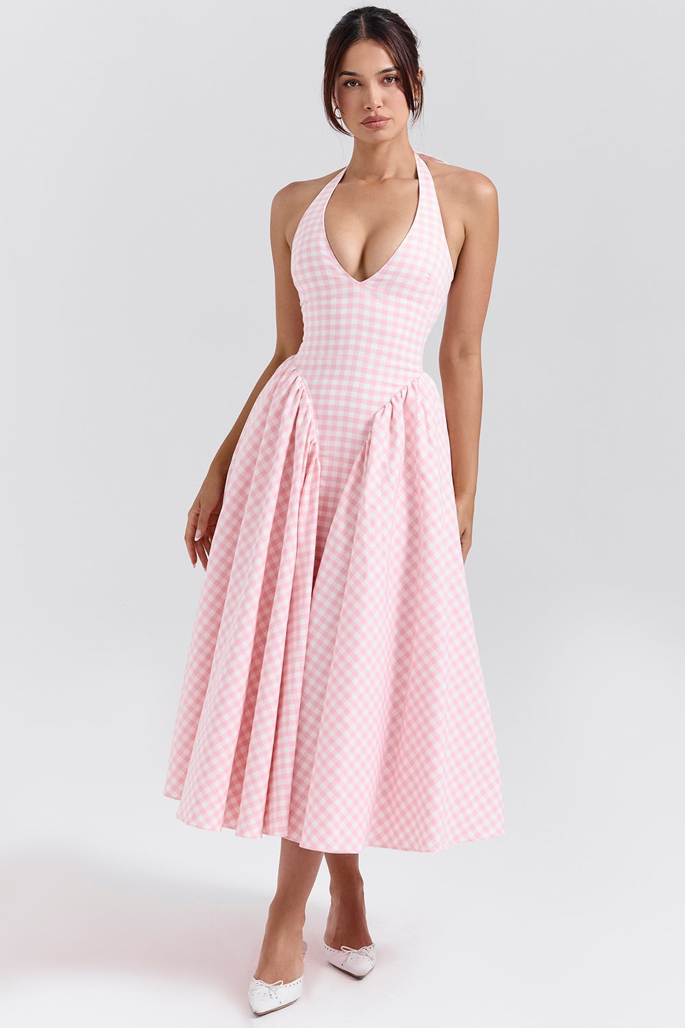 Marabella | Gingham Halter Midi Dress