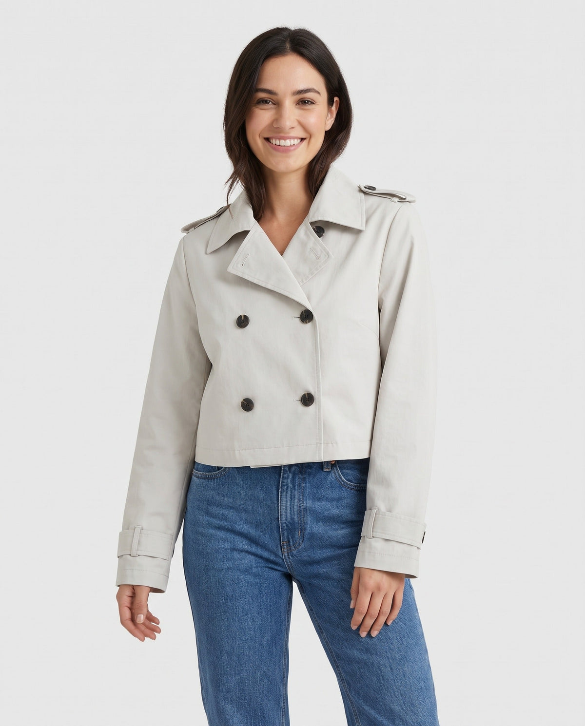 Cropped Jacket – Joy Double-Breasted Cotton Peacoat