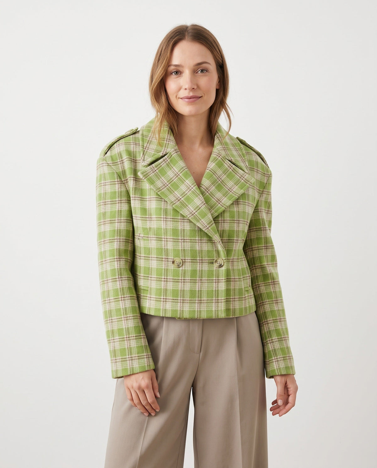 Plaid Jacket – Wendy Cropped Peacoat