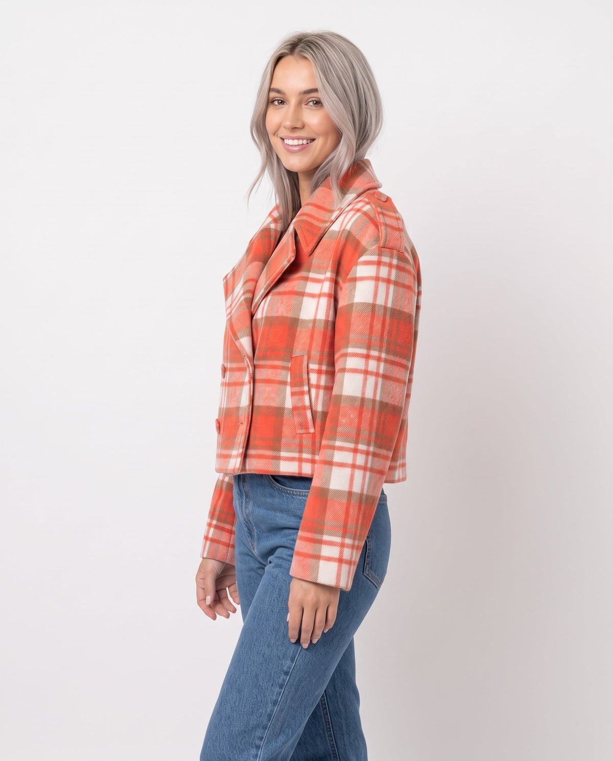 Plaid Jacket – Wendy Cropped Peacoat