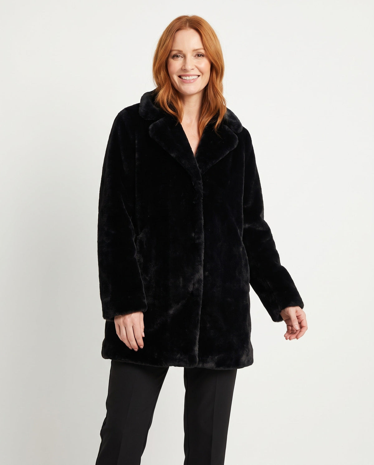 Women's Faux Fur Coat | Mid-Length Winter Coat