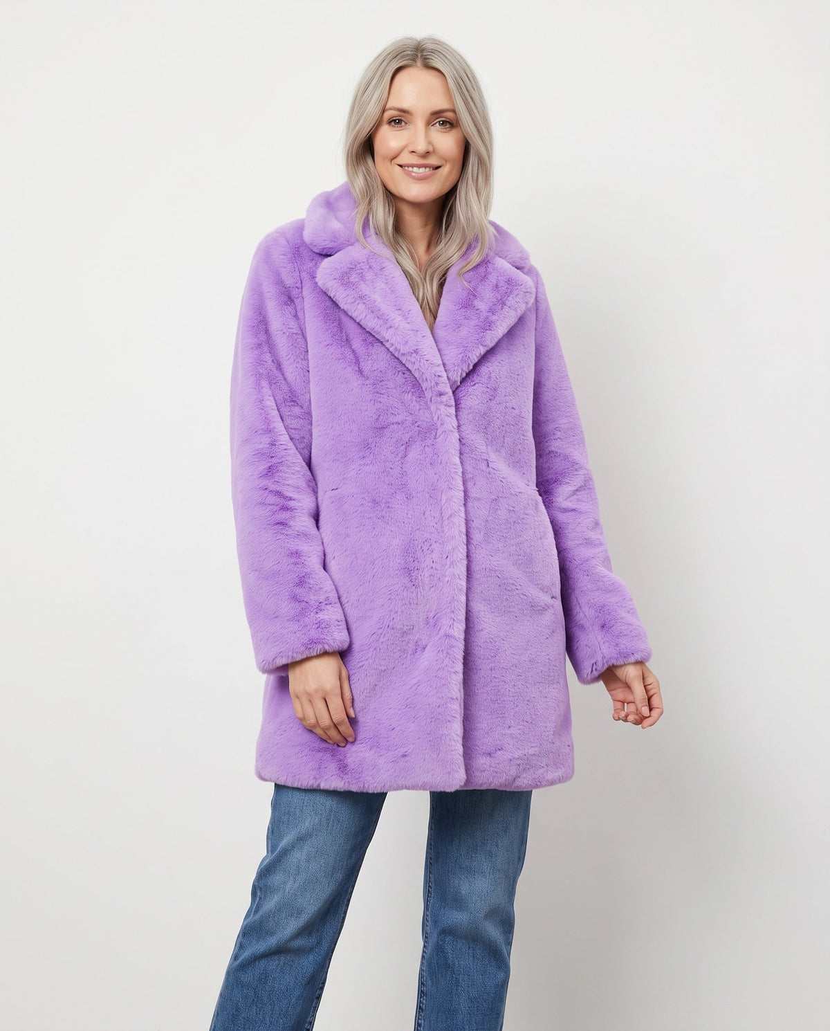 Women's Faux Fur Coat | Mid-Length Winter Coat