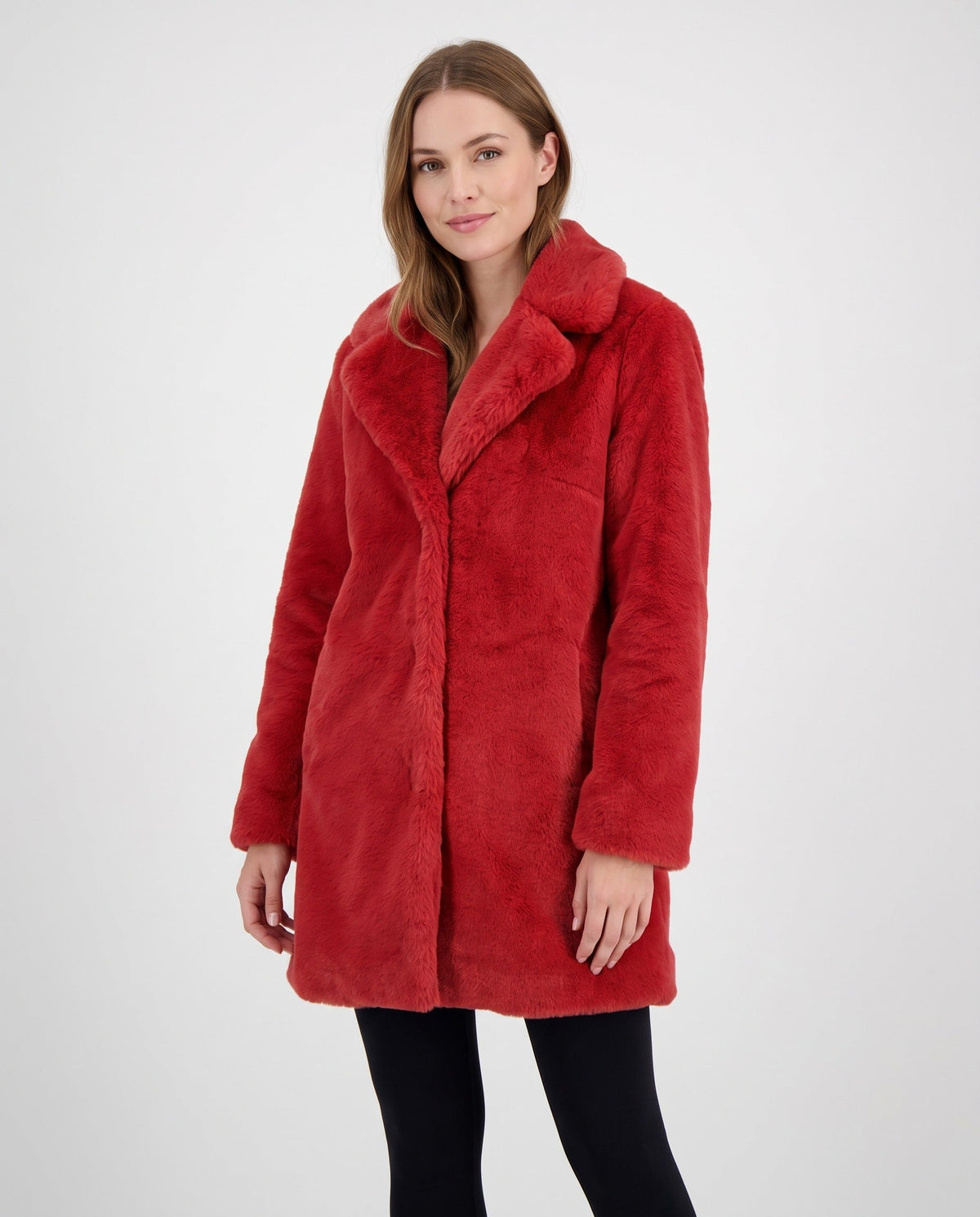 Women's Faux Fur Coat | Mid-Length Winter Coat