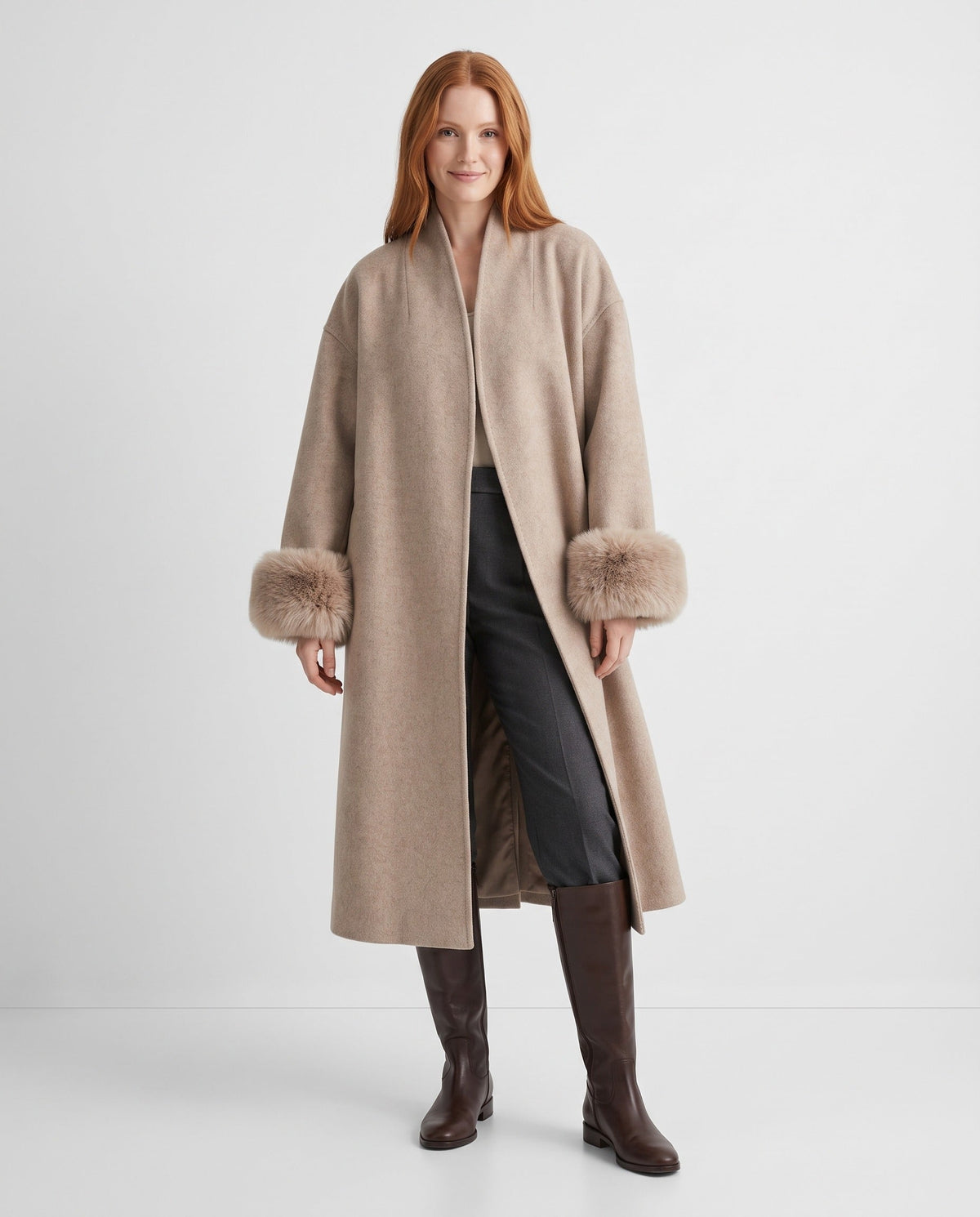 Long Coat – Ruth Faux Fur Cuff Winter Coat