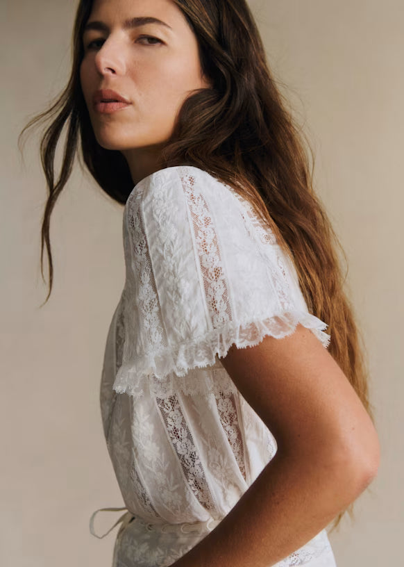 Elowira | Lace Tie Blouse